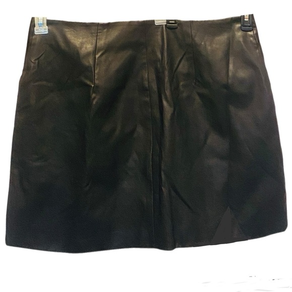 Brats Black Mini Skirt Faux Leather Punk Studed Full Front Zipper Plus Size 2X - Picture 9 of 10